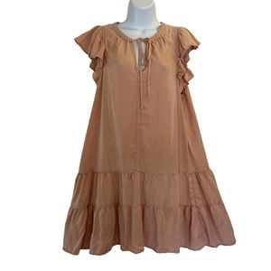 Knox Rose Tiered Flutter Sleeve Knee-Length Dress Pink Women's XL